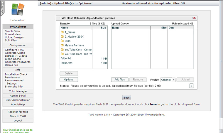 TinyWebGallery Скриншот 1